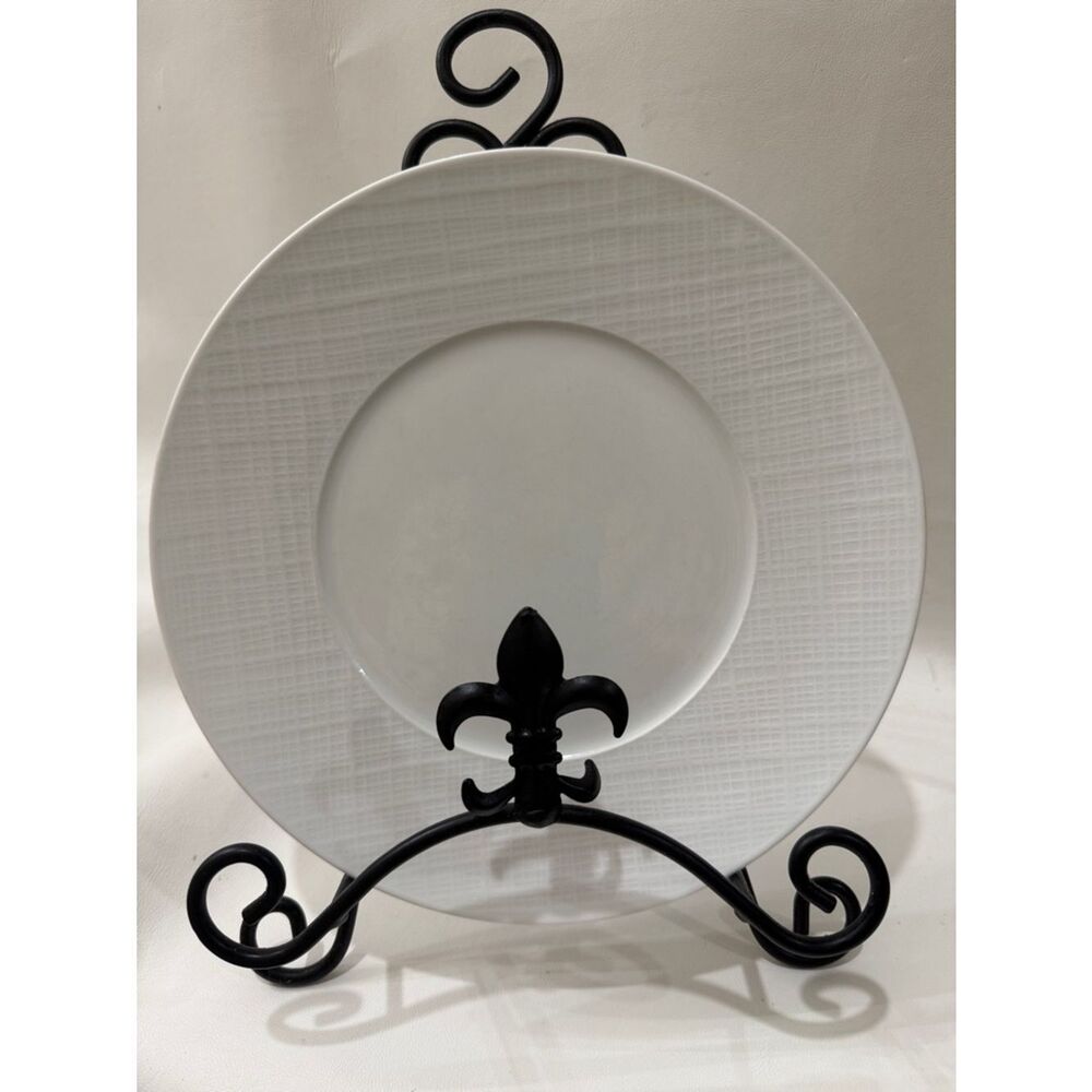 Bernardaud Organza France Porcelain White Textured Dinner Plate 10 1/2 In Round